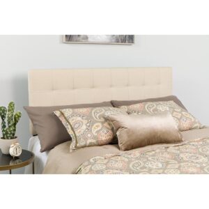 Tufted Upholstered Queen Size Headboard in Beige Fabric From Flash Furniture