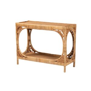 Ramona Modern Bohemian Light Honey Rattan Console Table From bali & pari From bali & pari