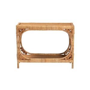 Ramona Modern Bohemian Light Honey Rattan Console Table From bali & pari From bali & pari