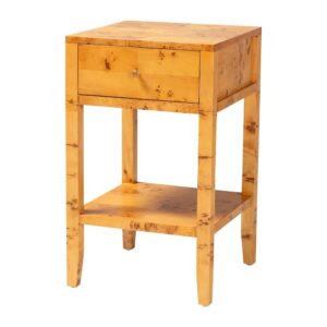 Modern and Contemporary Natural Light Mappa Real Burl Wood 1-Drawer Nightstand From bali & pari From bali & pari