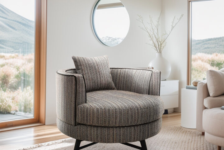 The Chapel Hill Harper Swivel Chair combines modern style with plush comfort