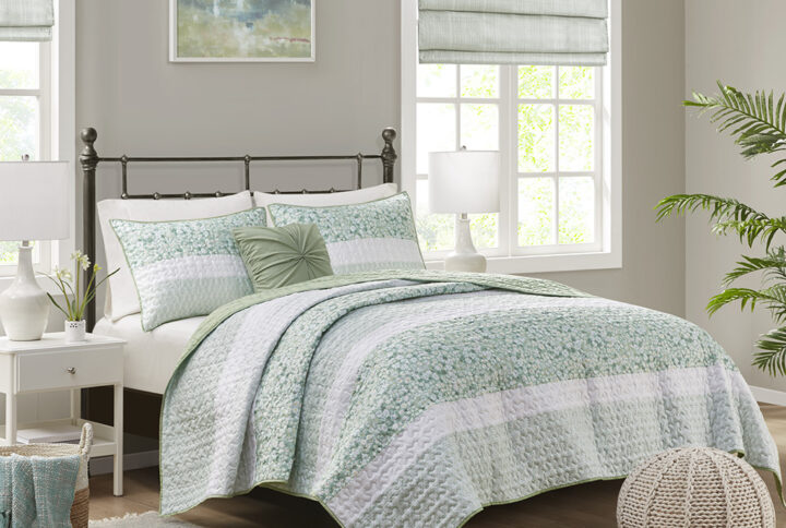 Featuring three different floral and botanical print designs with a vermicelli quilt stitch pattern