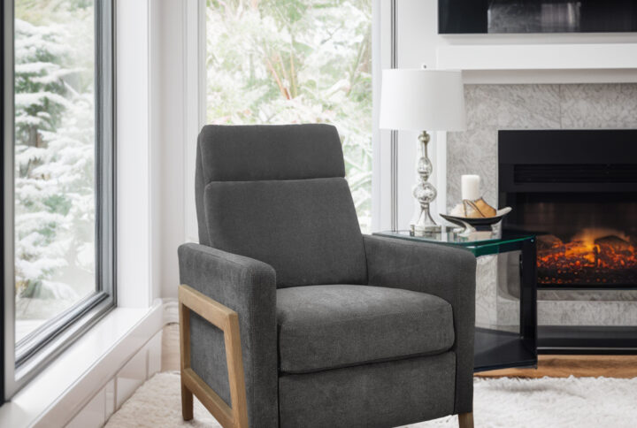 The Luna Recliner  by Chapel Hill combines modern design with comfort