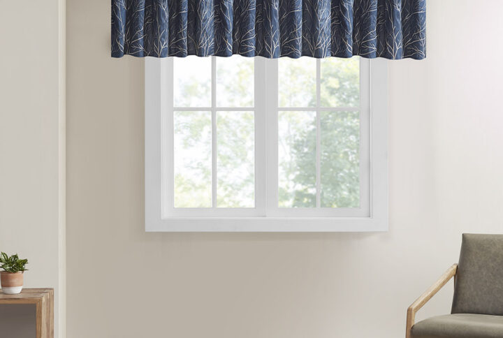 The Madison Park Andora Valance Combines Style And Nature In The Best Way. A Striking Tree Branch Design Is Embroidered On Beautiful Faux Silk