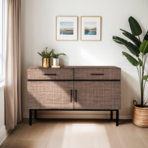 The Chapel Hill Kai Accent Cabinet blends sleek design with practical storage