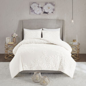 this tufted chenille duvet cover set offers a soft shabby chic look to elevate your bedroom decor. Button closures help secure a comforter insert within the duvet cover and inside ties in the corners help prevent it from shifting (insert is NOT included). Due to the nature of the chenille fabric