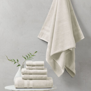 Our Beautyrest Plume 100% Cotton Feather Touch Towel 6 Piece Set offers a perfectly luxurious soft addition to your bathroom. Each towel is made from 750gsm premium quality cotton for a cashmere like hand feel that is also absorbent and durable; as the PVA free 3PLY zero twist like construction provides a long-lasting softness while also making this towel set economical and eco-friendly. These towels are Made in Green by OEKO-TEX