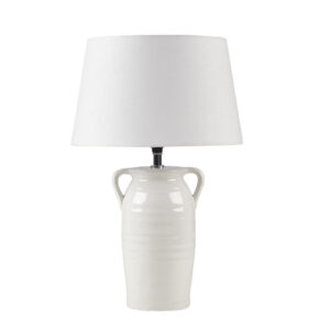 modern touch to brighten your home decor. This ceramic table lamp features a white