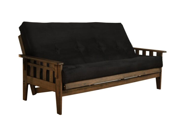 Tucson Frame-Rustic Walnut Finish-Suede Black Mattress From KODIAK