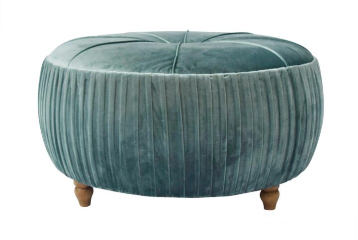 Helena Velvet Round Ottoman From New Pacific Direct
