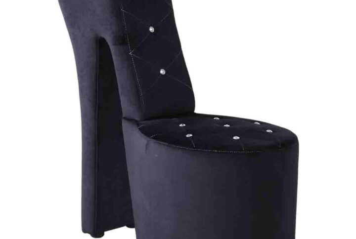 Best Master Furniture Tristram 19" Velvet High Heel Shoe Chair in Black From Best Master Furniture