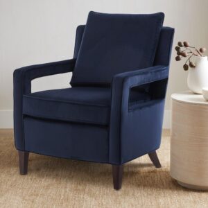 Questa Navy Blue Velvet Accent Arm Chair From Comfort Pointe