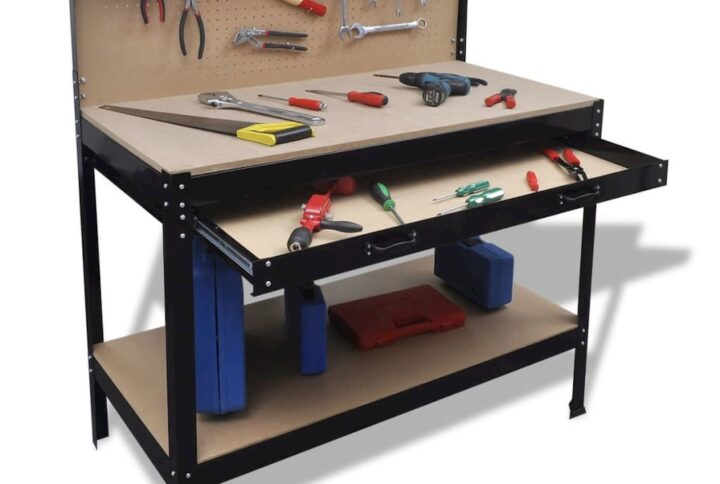 Workbench with Pegboard and Drawer