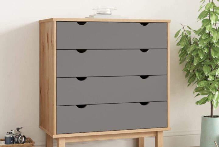Drawer Cabinet OTTA Brown&Gray 30.1"x15.6"x35.4" Solid Wood Pine From vidaXL