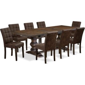 9 Piece Table Set consists A Wood Dining Table From East West Furniture