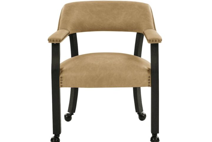 Rylie Dining Sand PU Arm Chair w/Caster From Steve Silver
