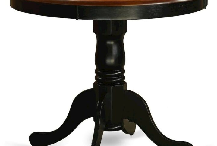 Antique Table 36" Round with Black and Cherry Finish From East West Furniture
