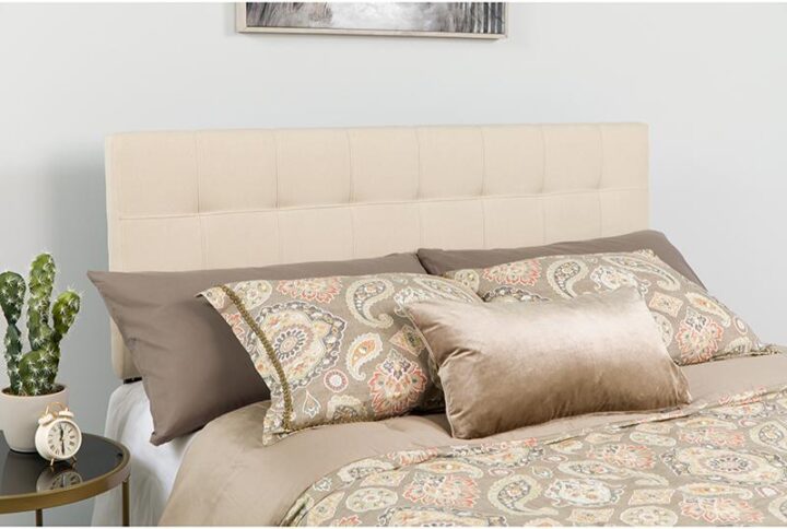 Tufted Upholstered Queen Size Headboard in Beige Fabric From Flash Furniture