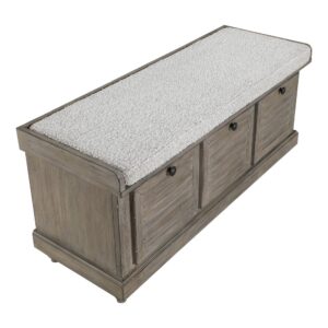 Dover Storage Bench In Goldstone Finish With Salt And Pepper Cushion Asm From OSP Home Furnishings