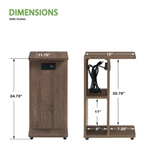 Gemma Accent C-Table With Power Ports in Walnut Finish From OSP Home Furnishings