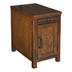 Fairbanks Chair Side Table in Oak with Power Socket plus USB/Jack From Office Star