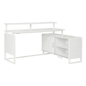 Ace 60"x 50" L-Shape Desk in White Top and White Frame From Office Star