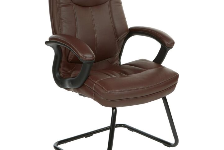 Executive Chocolate Faux Leather Visitor Chair with Contrast Stitching