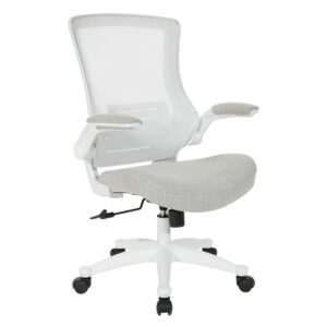 White Screen Back Manager's Chair in Linen Stone Fabric