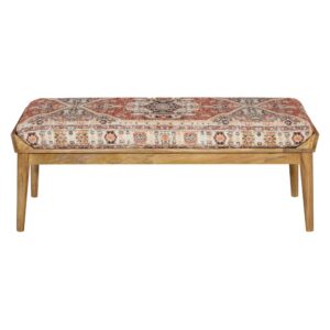 Bench with Printed Tapestry upholstery and Natural Woodgrain Finished legs From OSP Home Furnishings