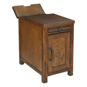Fairbanks Chair Side Table in Oak with Power Socket plus USB/Jack From Office Star