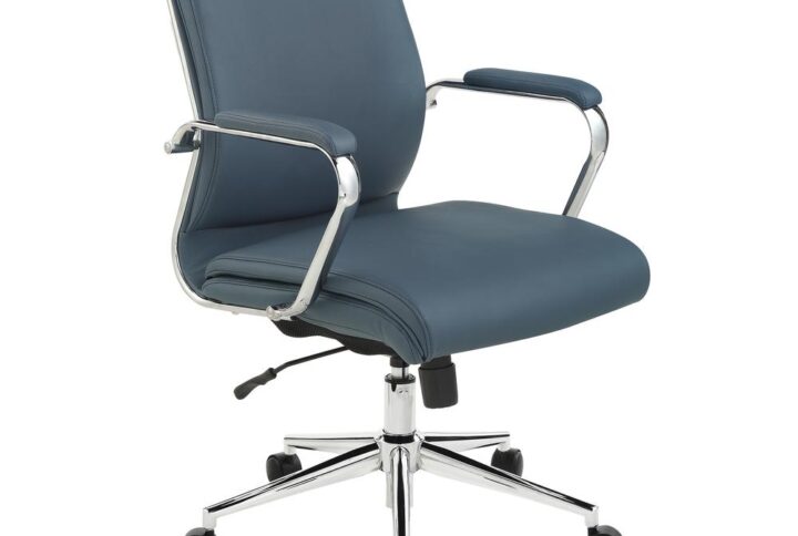 Mid Back Manager's Chair with Dillon Blue Antimicrobial Fabric and Chrome Base From Office Star