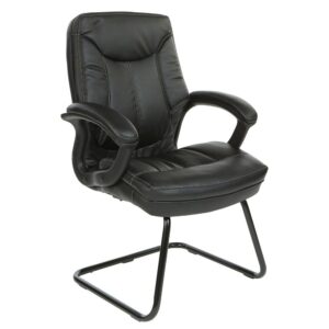 Executive Black Faux Leather Visitor Chair with Contrast Stitching