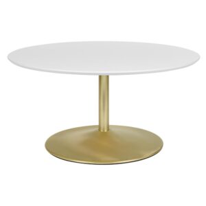 Flower Coffee Table with White Top and Brass Base