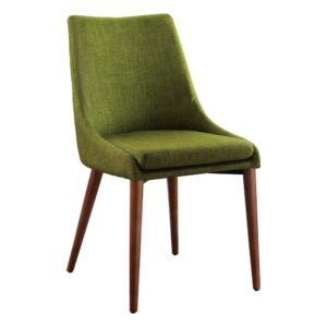 Palmer Mid-Century Modern Fabric Dining Accent Chair in Green Fabric 2 Pack