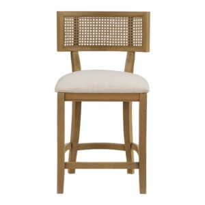 Alaina 26" Cane Back Counter Stool in Linen Fabric with Coastal Wash From Office Star