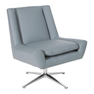 Guest Chair in Charcoal Grey Faux Leather and Aluminum Base