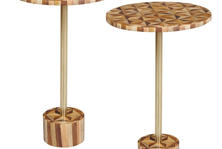 Round Side Table with Natural Mosaic Wood 2-Pack From OSP Home Furnishings