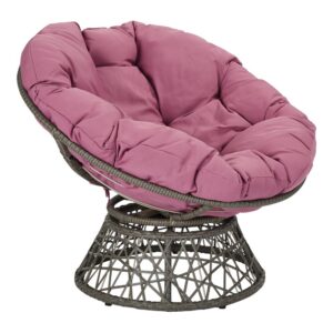 Papasan Chair with Purple cushion and Dark Grey Wicker Wrapped Frame