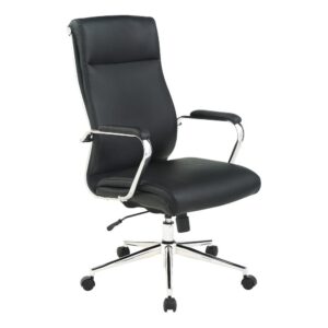 High Back Manager's Chair with Dillon Black Antimicrobial Fabric and Chrome Base From Office Star