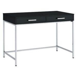 Alios Desk with Black Gloss Finish and Chrome Frame From Office Star