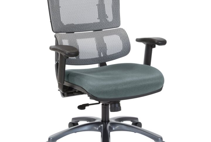 Vertical Grey Mesh Back Chair with Titanium Base and Grey Mesh Seat