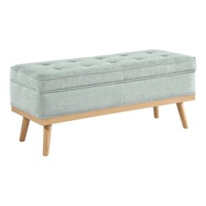 Katheryn Storage Bench in Mist Fabric with National Wood Legs From OSP Home Furnishings