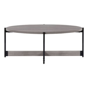 3 Piece Occasional Table Set in Grey Woodgrain Finish with Black Metal Legs From Office Star