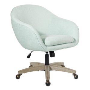 Nora Office Chair in Mint Fabric with Grey Brush Wood Base KD