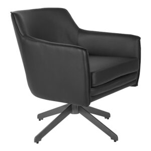 Faux Leather Guest Chair in Black Faux Leather with Black Base