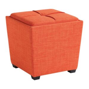 Rockford Storage Ottoman in Tangerine Fabric