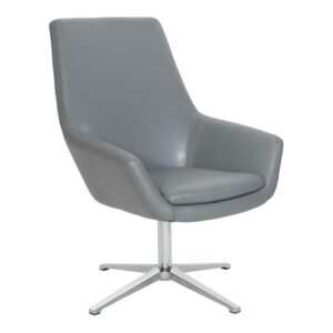 Modern Scoop Office Chair in Charcoal Grey Faux Leather with Aluminum Base
