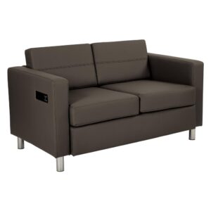 Atlantic Loveseat with Dual Charging Station in Dillon Graphite Fabric K/D