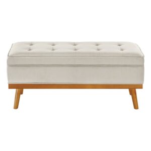 Katheryn Storage Bench in Wheat Fabric with Spice Finish Legs From OSP Home Furnishings