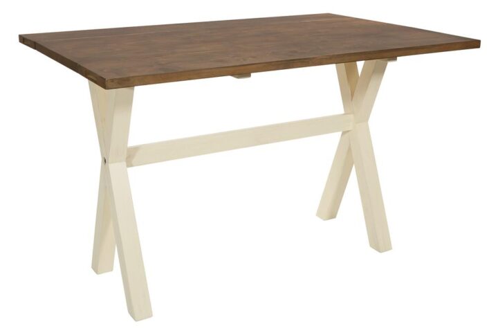 Albury Flip Top Table with Antique White Base and Wood Stain Top KD